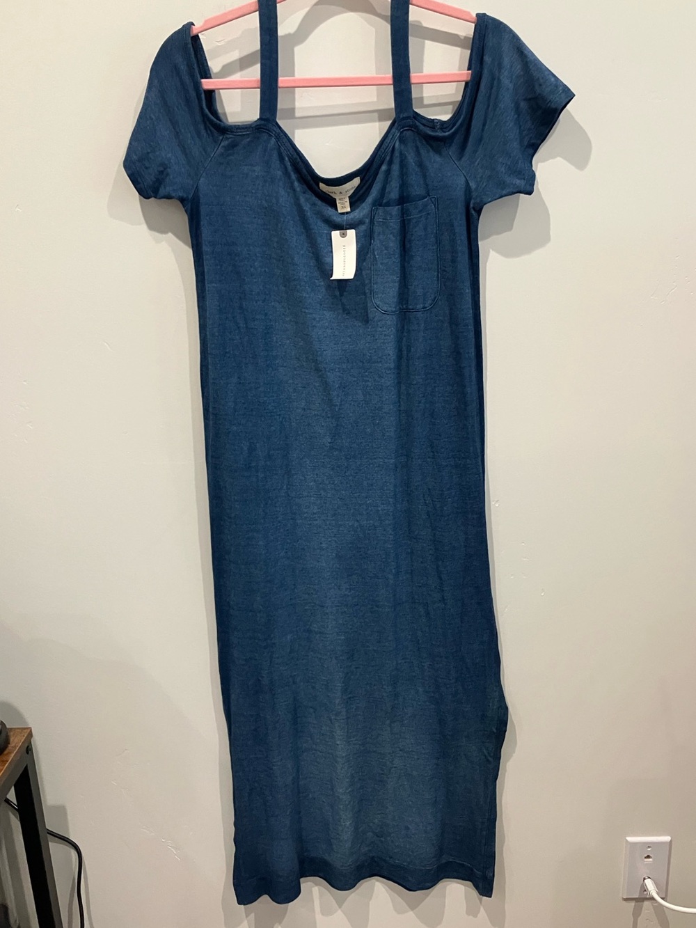 NWT Anthropologie Cloth & Stone Blue Cold Shoulder Maxi Dress